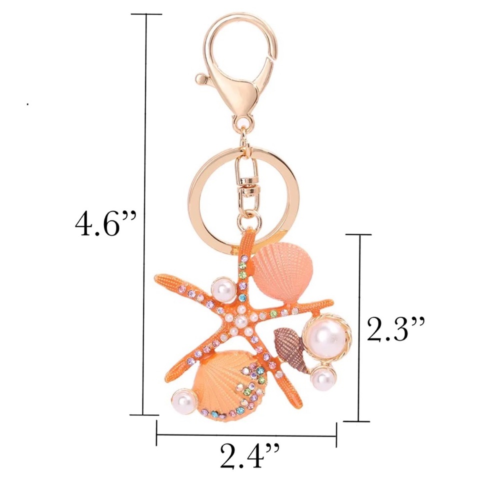 Beautiful Blue Starfish and Seashell Keychain Charm - Picture 14 of 14